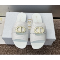 Purchase Dior 30 Montaigne Flat Slides Sandal in Calfskin Leather White DR082205 0822101