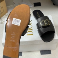 Best Product Dior 30 Montaigne Flat Slides Sandal in Calfskin Leather Black DR082205 0822102