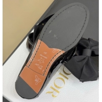 Popular Style Dior Diorissimo Loafers in Patent Calfskin and Grosgrain with Bow Black 0822103