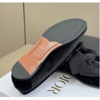 Top Quality Dior Diorissimo Loafers in Velvet and Grosgrain with Bow Black 0822104
