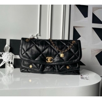 Inexpensive Chanel Shiny Lambskin Maxi Flap bag with Pockets AS5727 Black 2025