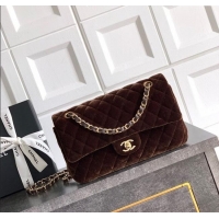 Top Quality Chanel Velvet Classic 11.12 Flap Handbag A01112 Dark Brown 2025