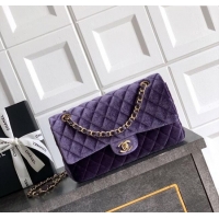 Market Sells Chanel Velvet Classic 11.12 Flap Handbag A01112 Purple 2025