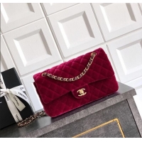 Best Price Chanel Velvet Classic 11.12 Flap Handbag A01112 Red 2025