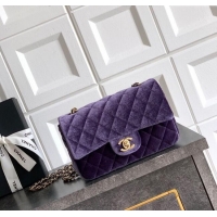 Best Quality Chanel Velvet Classic Mini Flap Handbag A69900 Purple 2025