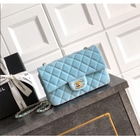 Market Sells Chanel Velvet Classic Mini Flap Handbag A69900 Sakura Blue 2025