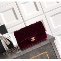Good Product Chanel Velvet Classic Mini Flap Handbag A69900 Dark Burgundy 2025
