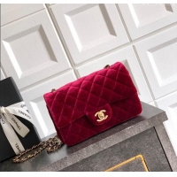 Modern Classic Chanel Velvet Classic Mini Flap Handbag A69900 Red 2025
