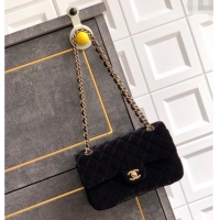 Fashion Discount Chanel Velvet Classic Small Flap Handbag A01113 Black 2025