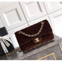 Market Sells Chanel Velvet Classic Small Flap Handbag A01113 Dark Brown 2025