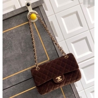 Market Sells Chanel Velvet Classic Small Flap Handbag A01113 Dark Brown 2025