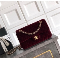 Classic Specials Chanel Velvet Classic Small Flap Handbag A01113 Dark Burgundy 2025