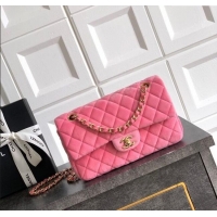 New Release Creation Chanel Velvet Classic Small Flap Handbag A01113 Sakura Pink 2025