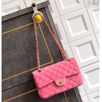 New Release Creation Chanel Velvet Classic Small Flap Handbag A01113 Sakura Pink 2025