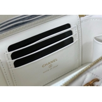 Spot Discount Chanel Grained Shiny Calfskin Long Vanity Case with Chain and Top Handle A96161 White 2025