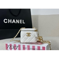 Market Sells Chanel Lambskin Small Vanity Case with CC Chain AP3941 White 2025