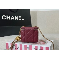 Good Quality Chanel Lambskin Small Vanity Case with CC Chain AP3941 Burgundy 2025