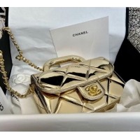 Buy Cheapest Chanel Mirror Calfskin Small Clutch with Chain AP4892 Light Gold 2025