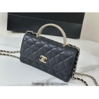 Best Price Chanel Lambskin Clutch with Chain and Top Handle AP4831 Black 2025