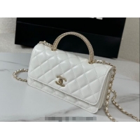 Modern Classic Chanel Lambskin Clutch with Chain and Top Handle Bag AP4831 White 2025