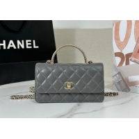 Best Cheap Chanel Lambskin Clutch with Chain and Top Handle Bag AP4831 Dark Grey 2025