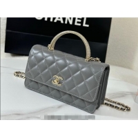 Best Cheap Chanel Lambskin Clutch with Chain and Top Handle Bag AP4831 Dark Grey 2025