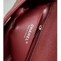Classic Cheap Chanel Grained Calfskin Classic Mini Flap Bag A01116 Burgundy/Silver 2025