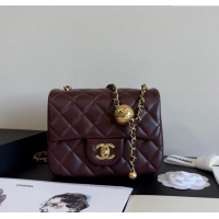 New Style Chanel Lambskin Mini Flap Bag with Metal Ball AS1786 Dark Burgundy 2025