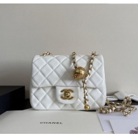 Top Grade Chanel Lambskin Leather Mini Flap Bag with Metal Ball AS1786 White 2025