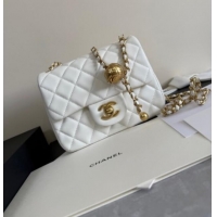 Top Grade Chanel Lambskin Leather Mini Flap Bag with Metal Ball AS1786 White 2025