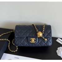 Buy Discount Chanel Lambskin Leather Small Flap Bag with Metal Ball AS1787 Dark Blue 2025