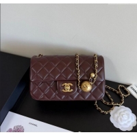Famous Brand Chanel Lambskin Small Flap Bag with Metal Ball AS1787 Burgundy 2025 New Style