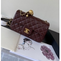 Famous Brand Chanel Lambskin Small Flap Bag with Metal Ball AS1787 Burgundy 2025 New Style