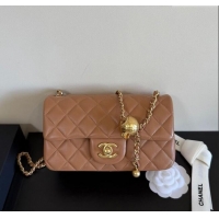 Famous Brand Chanel Lambskin Small Flap Bag with Metal Ball AS1787 Caramel Brown 2025 New Style