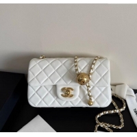 Good Quality Chanel Lambskin Leather Small Flap Bag with Metal Ball AS1787 White 2025