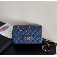 Famous Brand Chanel Pearly Caviar-Grained Calfskin Classic Mini Flap Bag A01116 Blue 2025