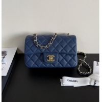 Famous Brand Chanel Pearly Caviar-Grained Calfskin Classic Mini Flap Bag A01116 Blue 2025