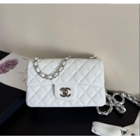 Well Crafted Chanel Caviar-Grained Calfskin Leather Classic Mini Flap Bag A01116 White/Silver 2025