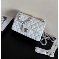 Well Crafted Chanel Caviar-Grained Calfskin Leather Classic Mini Flap Bag A01116 White/Silver 2025