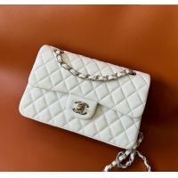 Top Design Chanel Caviar-Grained Calfskin Leather Classic Small Flap Bag A01117 White/Silver 2025