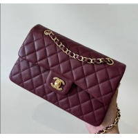 New Fashion Chanel Caviar-Grained Calfskin Leather Classic Small Flap Bag A01117 Burgundy/Gold 2025