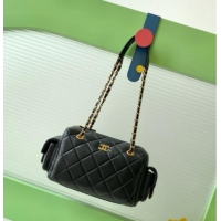 Best Product Chanel Lambskin Small Bowling Bag AS5792 Black 2025