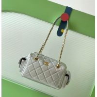 Good Looking Chanel Grained Calfskin Small Bowling Bag AS5792 Silver 2025
