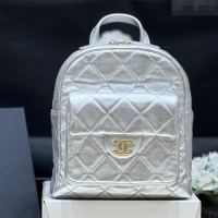 Super Quality Chanel Backpack in Silver Calfskin AS5793 Fall-Winter 2025/2026