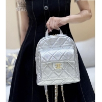 Super Quality Chanel Backpack in Silver Calfskin AS5793 Fall-Winter 2025/2026