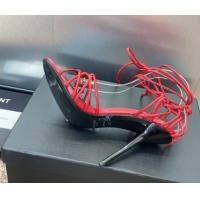 1:1 Saint Laurent Babylone Heel Sandals 9.5cm in Lambskin Leather Red 0825093