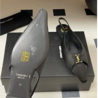 Duplicate Saint Laurent Babylone Flats Slingback in Satin Black 0825094