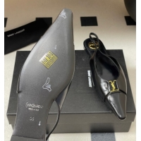 Hot Style Saint Laurent Babylone Flats Slingback in Shiny Calfskin Black 0825095