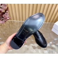 Grade Quality Saint Laurent Le Loafers Mules in Creased Leather Black 0825099