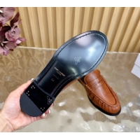 Perfect Saint Laurent Le Loafers Mules in Creased Leather Tan Brown 0825101
